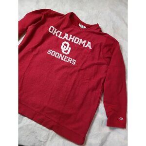 Champion Oklahoma Sooners Red Long Sleeve Shirt L Cotton Poly Blend